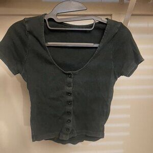 Brandy Melville Ribbed Button-Up Top OS